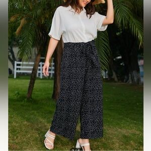 Belted polka dot wide Leg pants